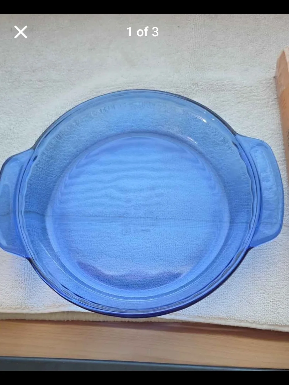 Anchor Hocking Translucent Blue Round Glass Baking Dish with Side Handles 9 Inch